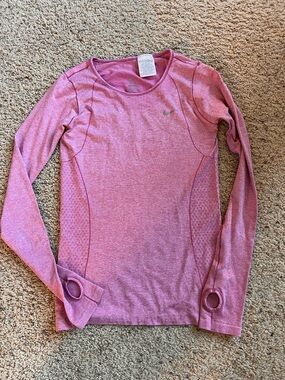 Nike Pink Long-Sleeve Seamless Workout Top